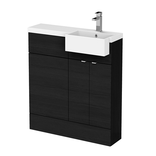 Hudson Reed Fusion 1000mm Combination Unit & Right Hand Semi Recessed Basin 1005 x 904mm Charcoal Black (CBI649)