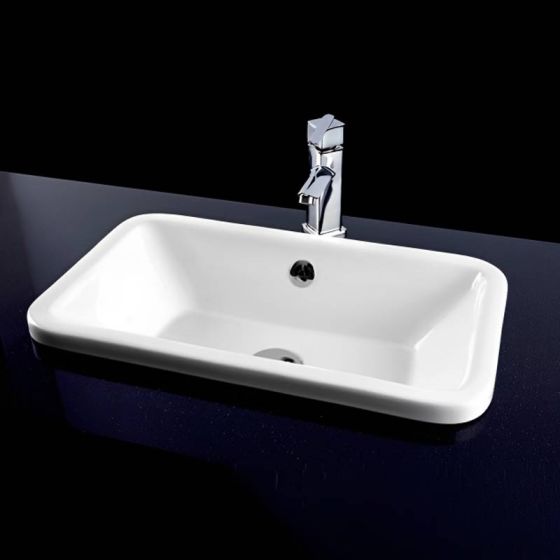 RAK Vanity Basins Chameleon Basin No taphole with Overflow 205mm H × 455mm W × 575mm D – Gloss WHITE – No Tap Holes – FIRE CLAY – Rectangular – Contemporary