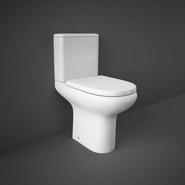 RAK Compact Close Coupled WC Pan 435mm H × 365mm W × 655mm D – Gloss WHITE – Round – Contemporary
