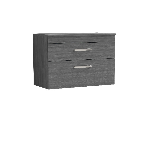 Nuie Athena Wall Hung Vanity With Worktop 800Mm x 800Mm - Anthracite Woodgrain Contemporary