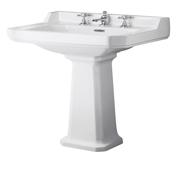 Hudson Reed Richmond 560mm Basin & Pedestal (3 Tap Hole) 560 x 905mm White