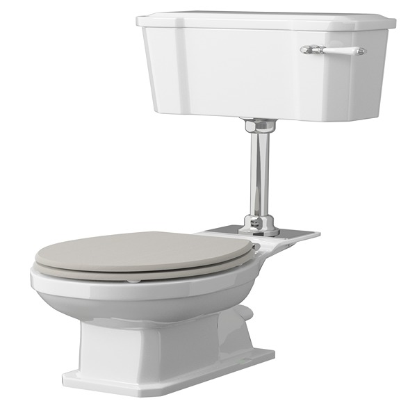 Hudson Reed Richmond Mid Level Pan, Cistern and Flush Pipe Kit 510 x 1270mm Gloss White