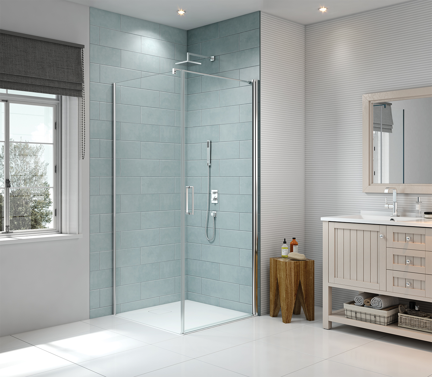 Merlyn 8 Series Frameless Pivot Door 900mm – 8mm Toughened Safety Glass